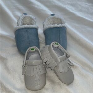 Kids Moccasins in Blue and Gray